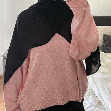 Pull tricot rose