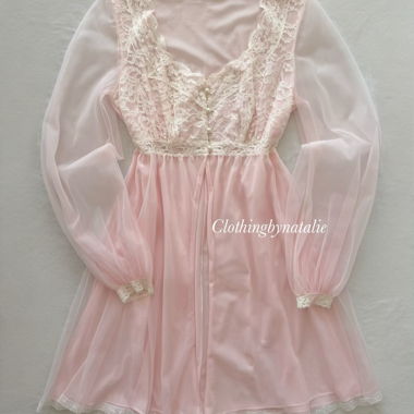Vestaglia/Abito trasparente in nylon rosa Olga taglia S