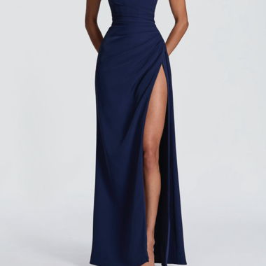 Navy Maxi Dress with Slit