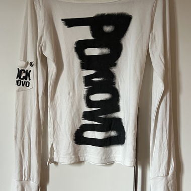 White Long-Sleeve Shirt with Metal Buttons