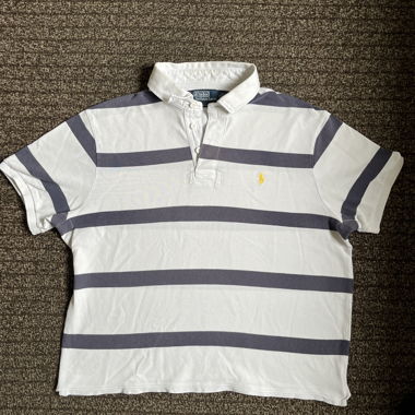 Ralph Lauren Poloshirt Weiss/Navy Stripes – XL 