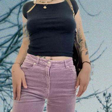Pantaloni in velluto a coste viola