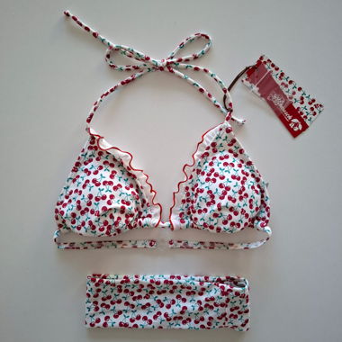 Haut de bikini Alprausch S neuf cerises & bandeau 