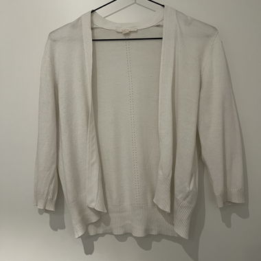 Weisse Strick-Cardigan mit 3/4-Ärmeln