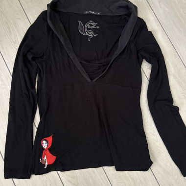 Black Sweater with Little Red Riding Hood theme