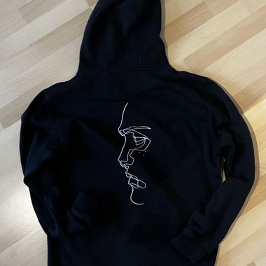 Vintage Black Embroidered Zip-Up Hoodie