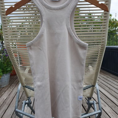 Replay Ribbed Top Beige
