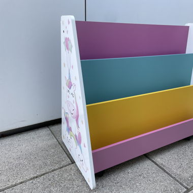Kinder Bücherregal mit Tafel auf Rollen