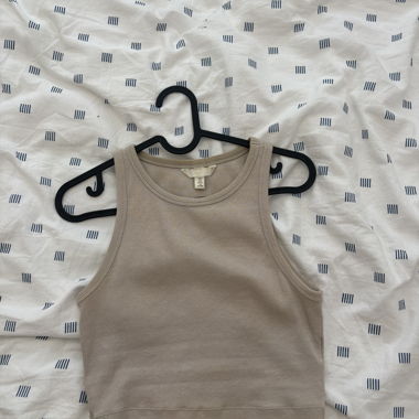 Beige Rib Tank Top