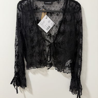 Top in pizzo nero