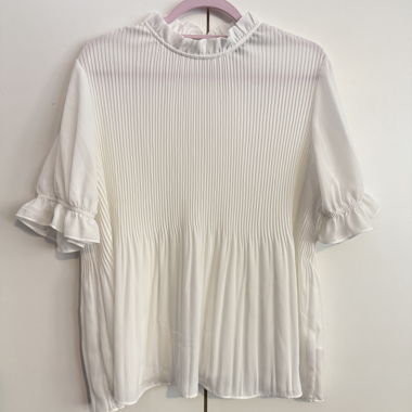 Blusa plissé manica corta bianca