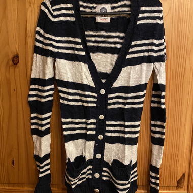 Blue & White Striped Cardigan
