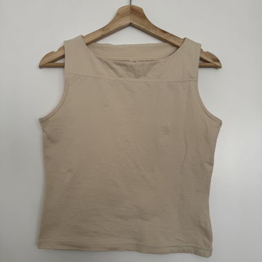 Beige sleeveless cotton top size 36