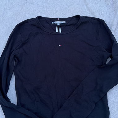 Top nero a maniche lunghe Tommy Hilfiger