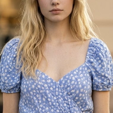 Blusa floreale blu taglia 34