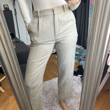 Pantalon de costume à taille haute beige
