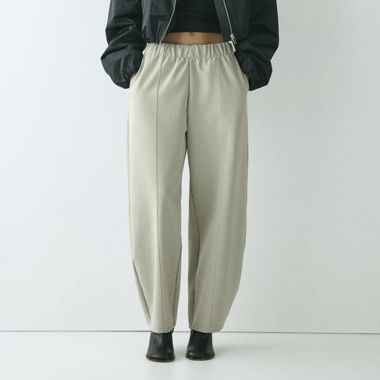 Beige Wide-Leg Trousers