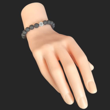 Armband mit Lava-Steinen und Blume