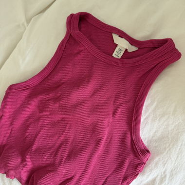Free Shipping - Pink Ribbed Tank Top