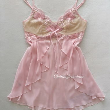 Babydoll in chiffon rosa farfalla Taglia M