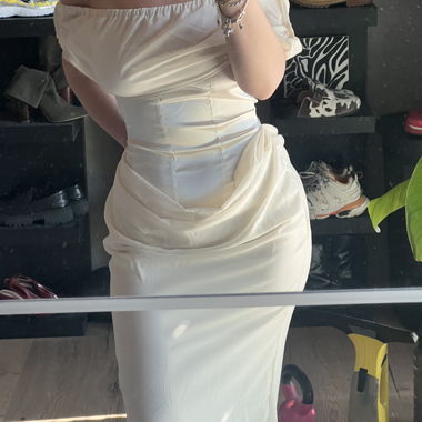 Ivory Satin Long Dress