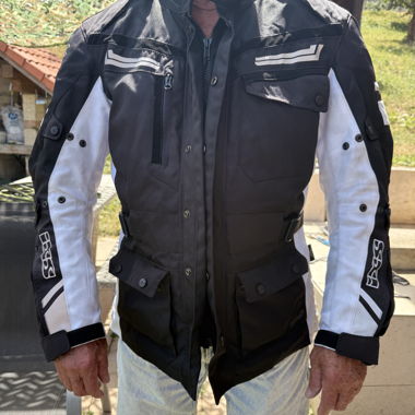 Veste moto IXS noire/blanche