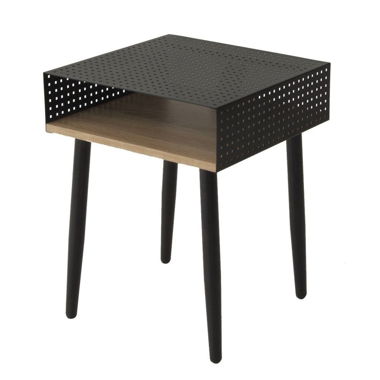 Stylischer Beistelltisch mit Holzablage