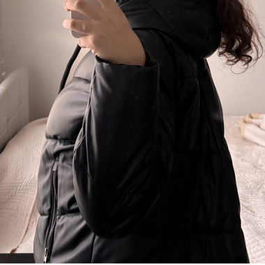 Puffy black leather jacket from Zara 