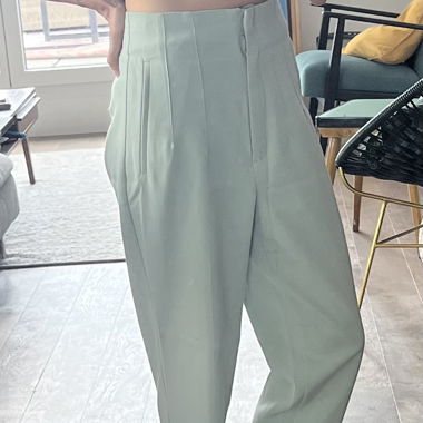 Pantalon en tissu vert menthe