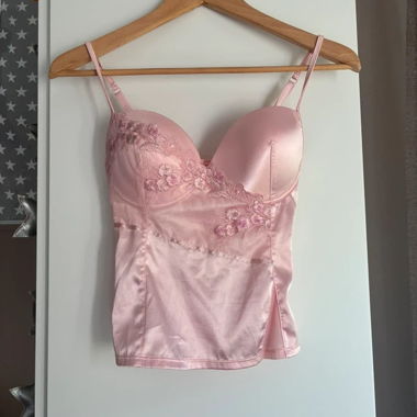 Y2K Pink Satin Corset Top