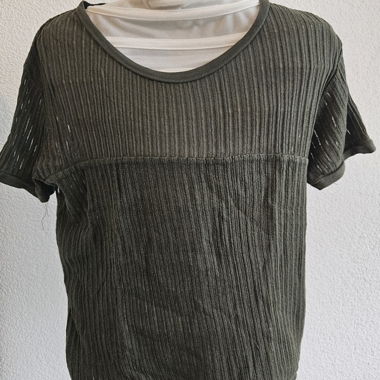 T-shirt côtelé kaki