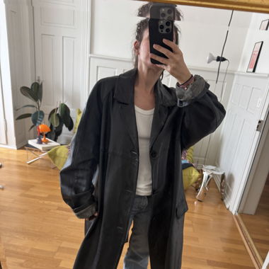 Oversized vintage leather coat