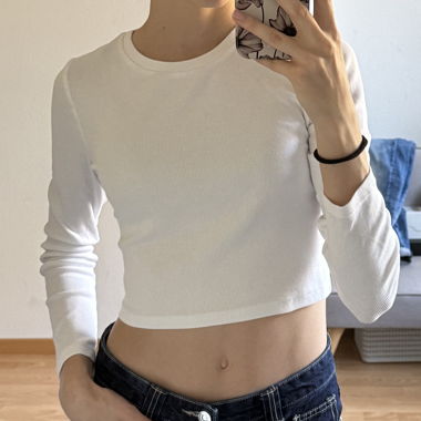Weisses Crop Longsleeve