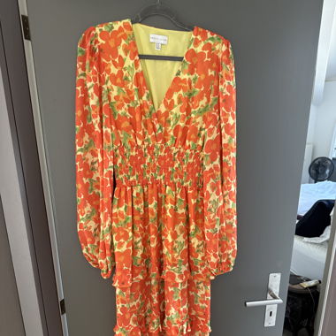 Pretty Lavish Dress Orange/Green UK 10 Worn once