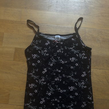 Black floral tank top with bow 