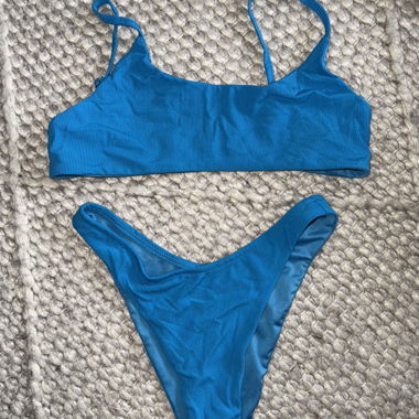 MIA RIBBED BIKINI IN AQUA BLUE