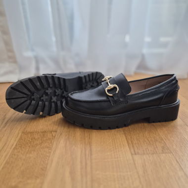 Chunky Loafer Neri con Fibbia Oro