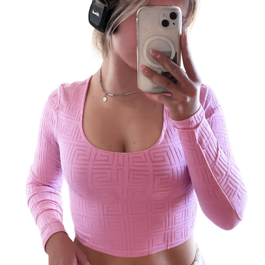 Pinkes Crop-Top Langarm