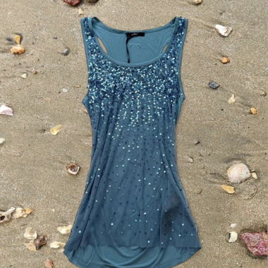 vintage blue sequin top