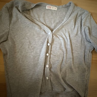 Graues ROMWE Ripp-Shirt S (EU 36)