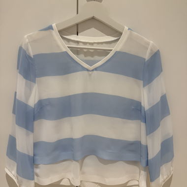 T-shirt a righe blu e bianche taglia S/36
