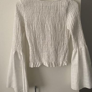 Wide Arm White Ruffle Top