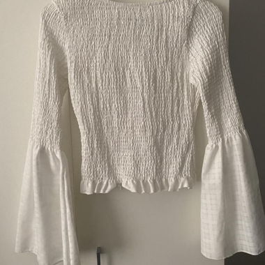 Wide Arm White Ruffle Top