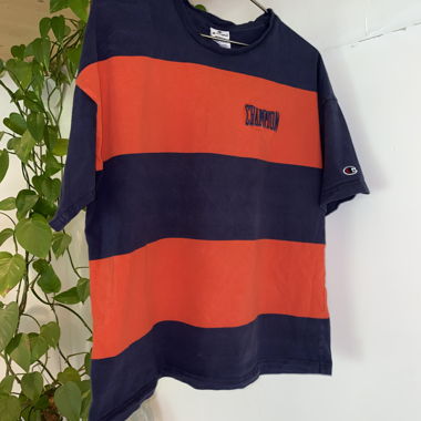 Champion T-Shirt, M, Blau/Orange - Top Zustand!