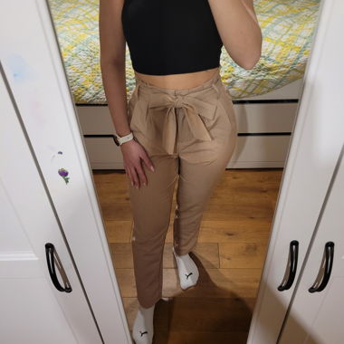 Fabric trousers in beige