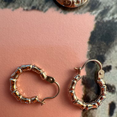 9K Hoop Earrings in Bamboo