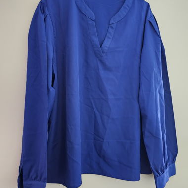 Camicia/Blusa Blu a Maniche Lunghe