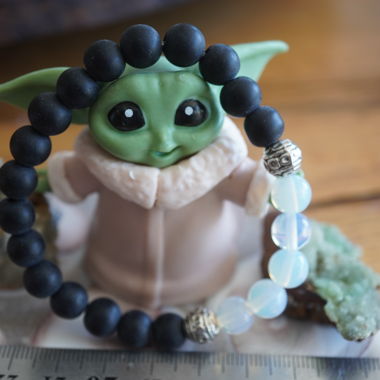 Opalit Onyx Kugel Armband 