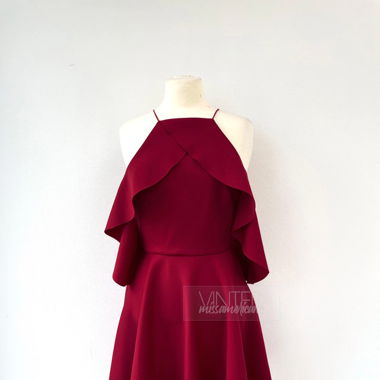 Dunkelrotes Scuba Off Shoulder Kleid