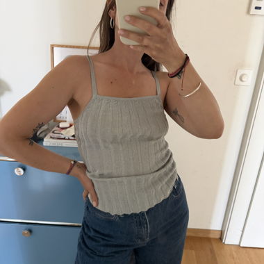 Ribbed Metallic Top